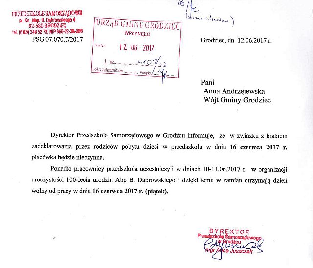 Informacja Przedszkole Samorzadowe maly