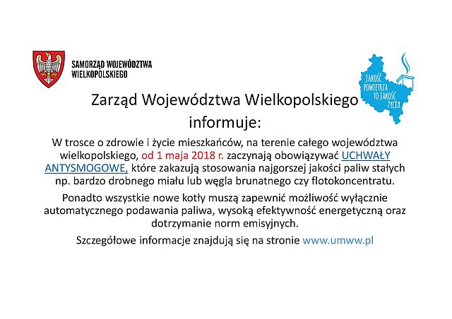 wejście w zycie uchwal antysmogowych maly