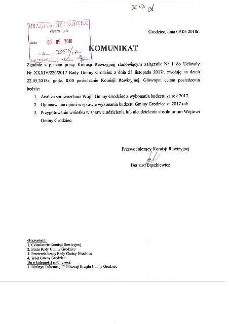 Komunikat Komisji Rewizyjnej maly