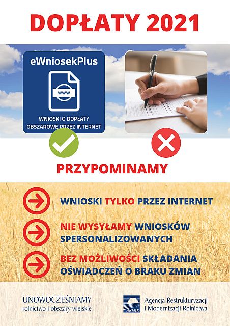 Wnioski obszarowe TYLKO PRZEZ INTERNET - plakat