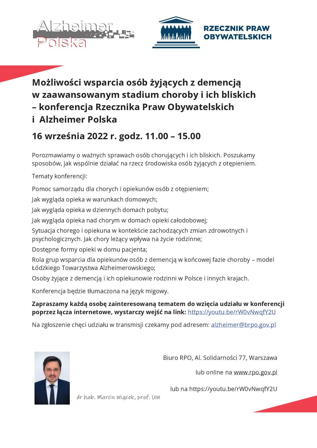Możliwości wsparcia osób żyjących z demencją - plakat