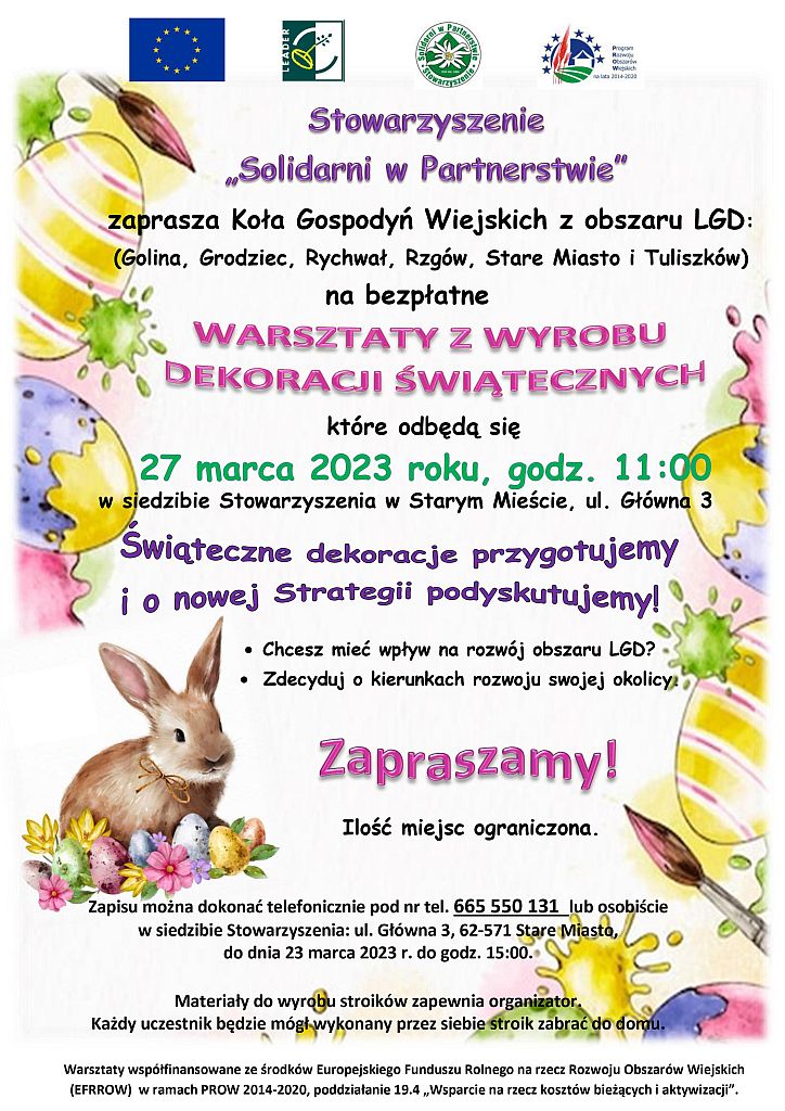 Warsztaty z wyrobu dekoracji świątecznych dla KGW - plakat