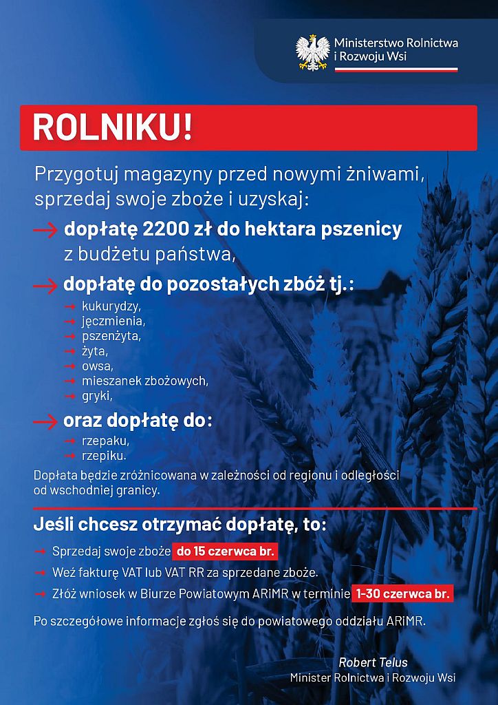 Dopłaty do zbóż - plakat