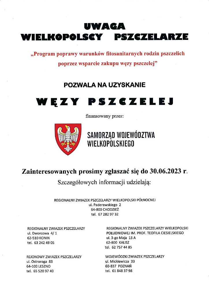 UWAGA WIELKOPOLSCY PSZCZELARZE! - plakat