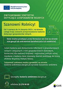 Badanie ankietowe GUS - Zintegrowane statystyki dotyczące gospodarstw rolnych - plakat