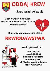 Zapraszamy na akcję zbiórki krwi ! - plakat