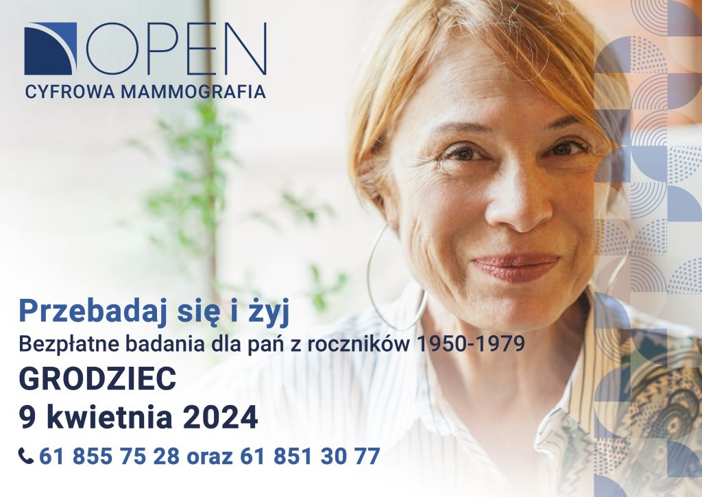 Bezpłatne badania mammograficzne - 09-04-2024 - plakat