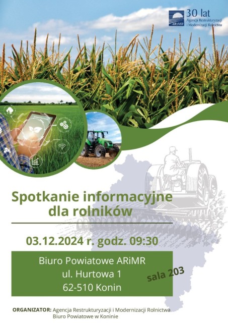 Spotkanie informacyjne dla rolników - plakat