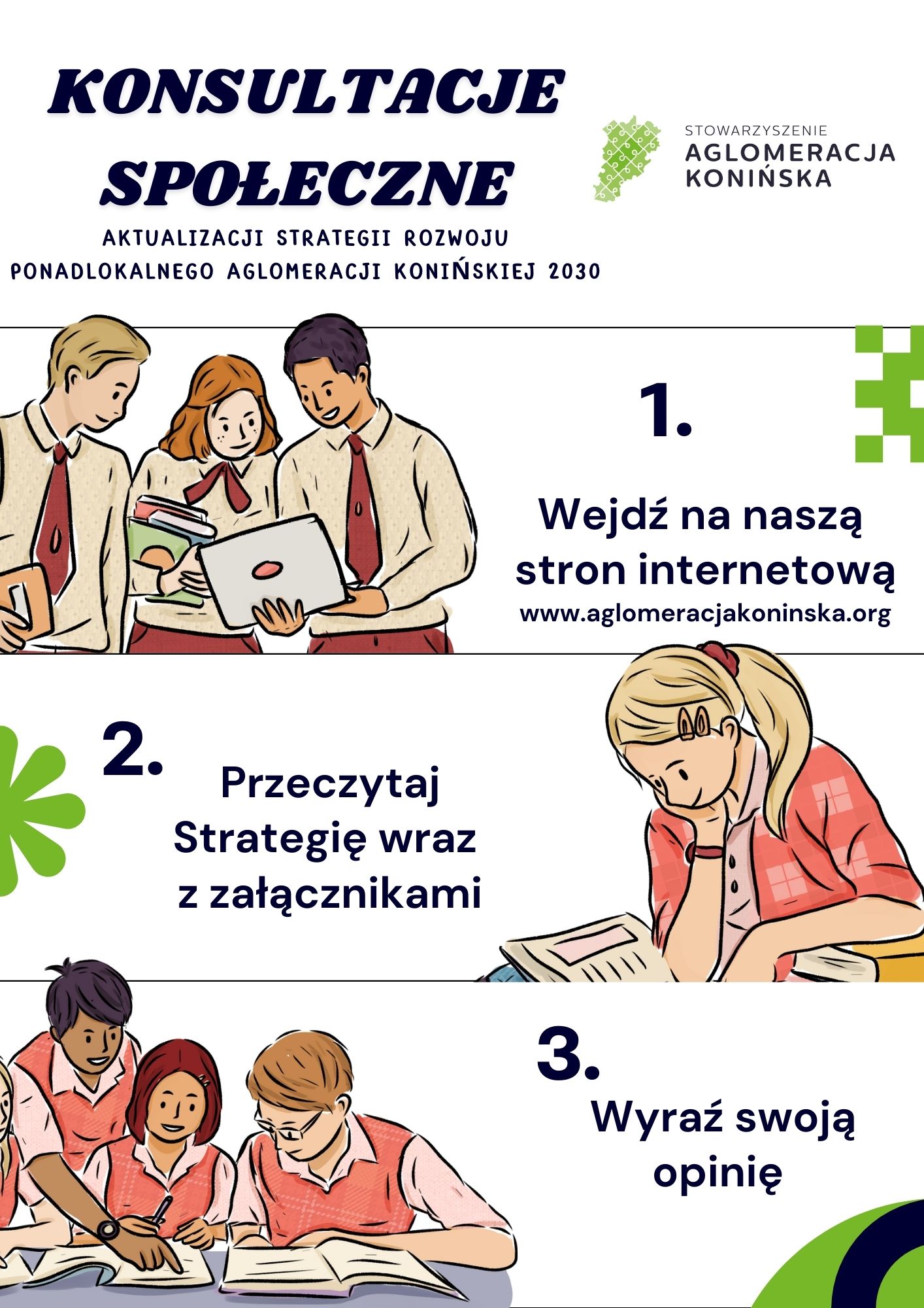 Konsultacje społeczne aktualizacji „Strategii Rozwoju Ponadlokalnego Aglomeracji Konińskiej 2030” - plakat 2