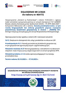 OGŁOSZENIE NR 2/2025 do naboru nr 464172 - plakat