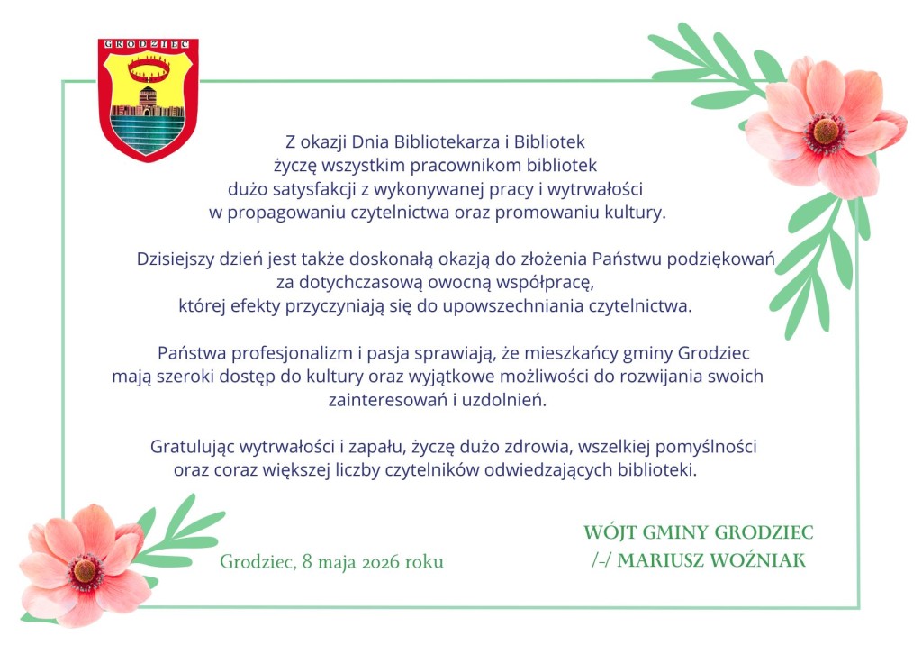 8 maja - Dzień Bibliotekarza i Bibliotek - plakat